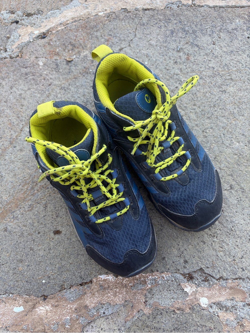 Kids Merrell Moab Speed 2 Waterproof Hiking Boot - Navy and Hi Viz - Size 3